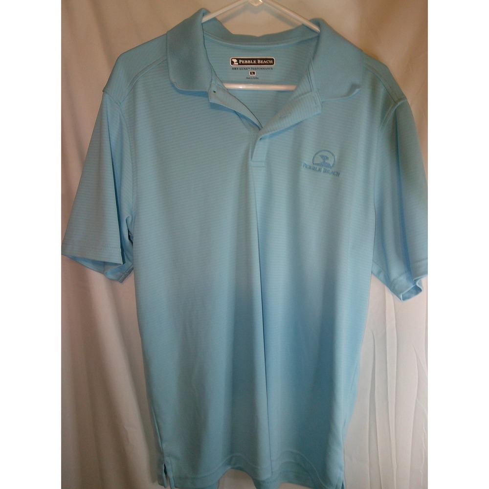 Pebble Beach Golf Polo Shirt Dry Luxe Performance‎ Light Blue Size L